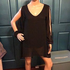 Black long sleeved mini dress